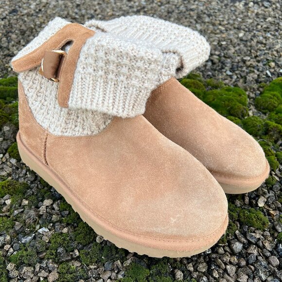 Worn Ugg Oatmeal Women's Classic Solene Mini Size 7 - Picture 1 of 9